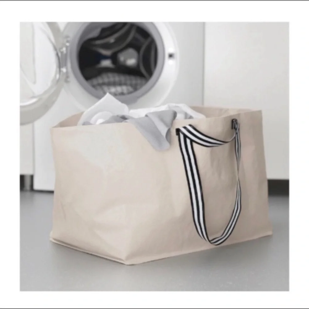 Ikea Bundle of 2 Reusable Tote Bag GORSNYGG Large Beige NEW NWT Storage Bags - Picture 5 of 5